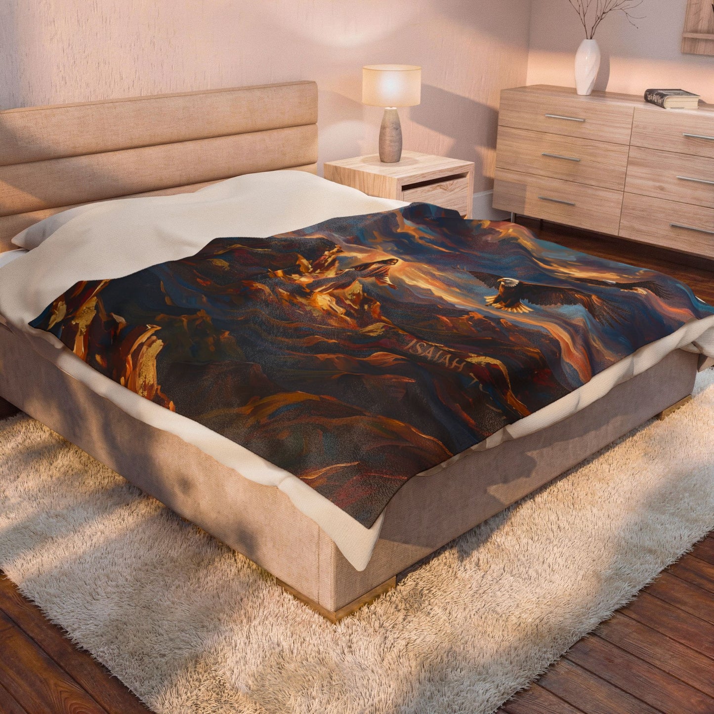 “Soaring Like Eagles - Hope in the Lord Over Mountain Peaks” - Plush Blanket