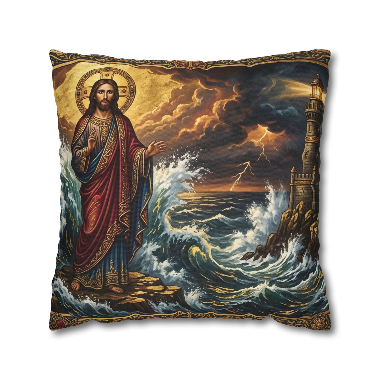 “Steadfast Hope - Lighthouse in the Storm” - Pillowcase