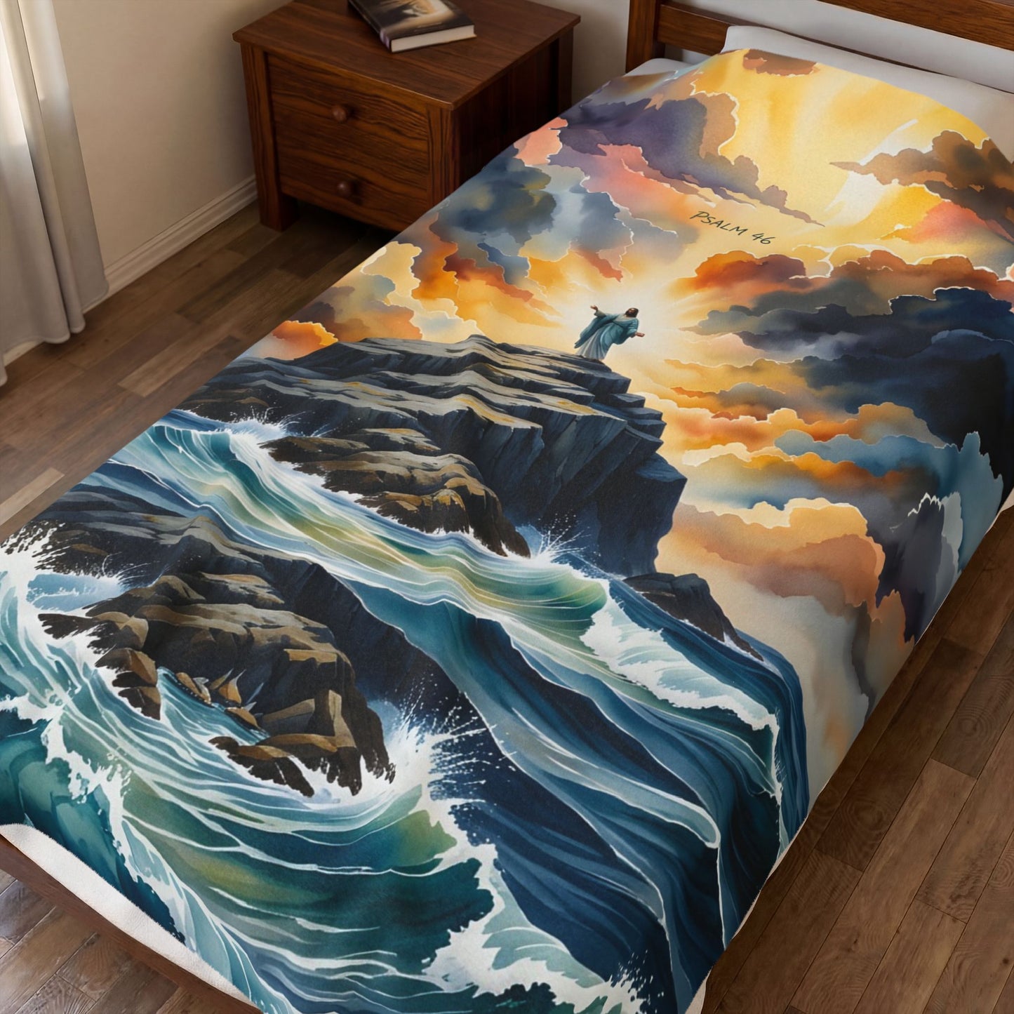 “My Refuge and Strength - Rock in the Storm” - Plush Blanket