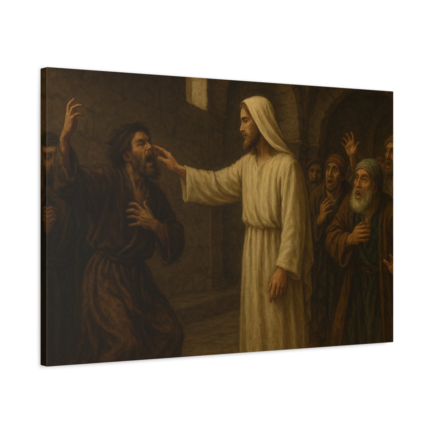 “Authority Over Darkness – Jesus Casts Out an Unclean Spirit” - Canvas Art
