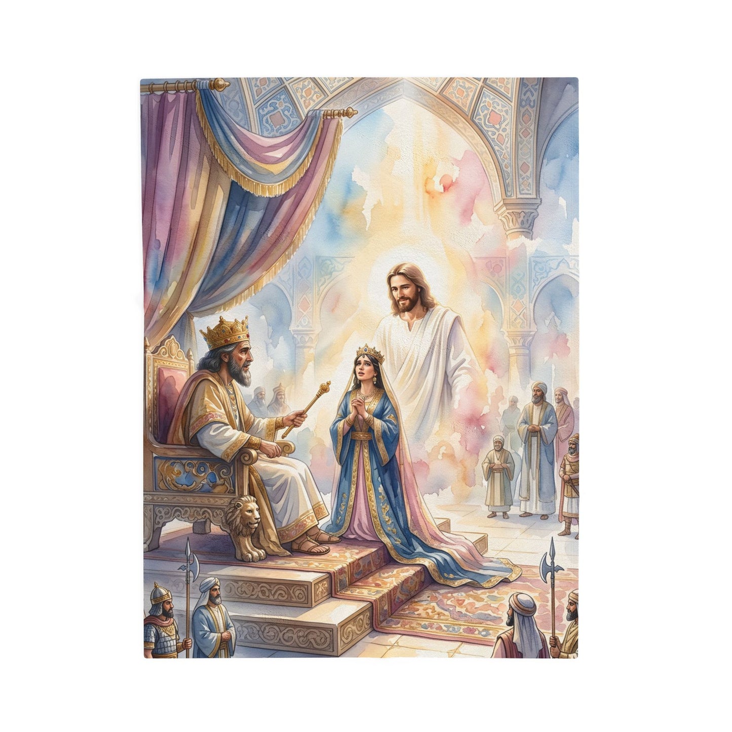 “For Such a Time - Esther Before Ahasuerus” - Plush Blanket