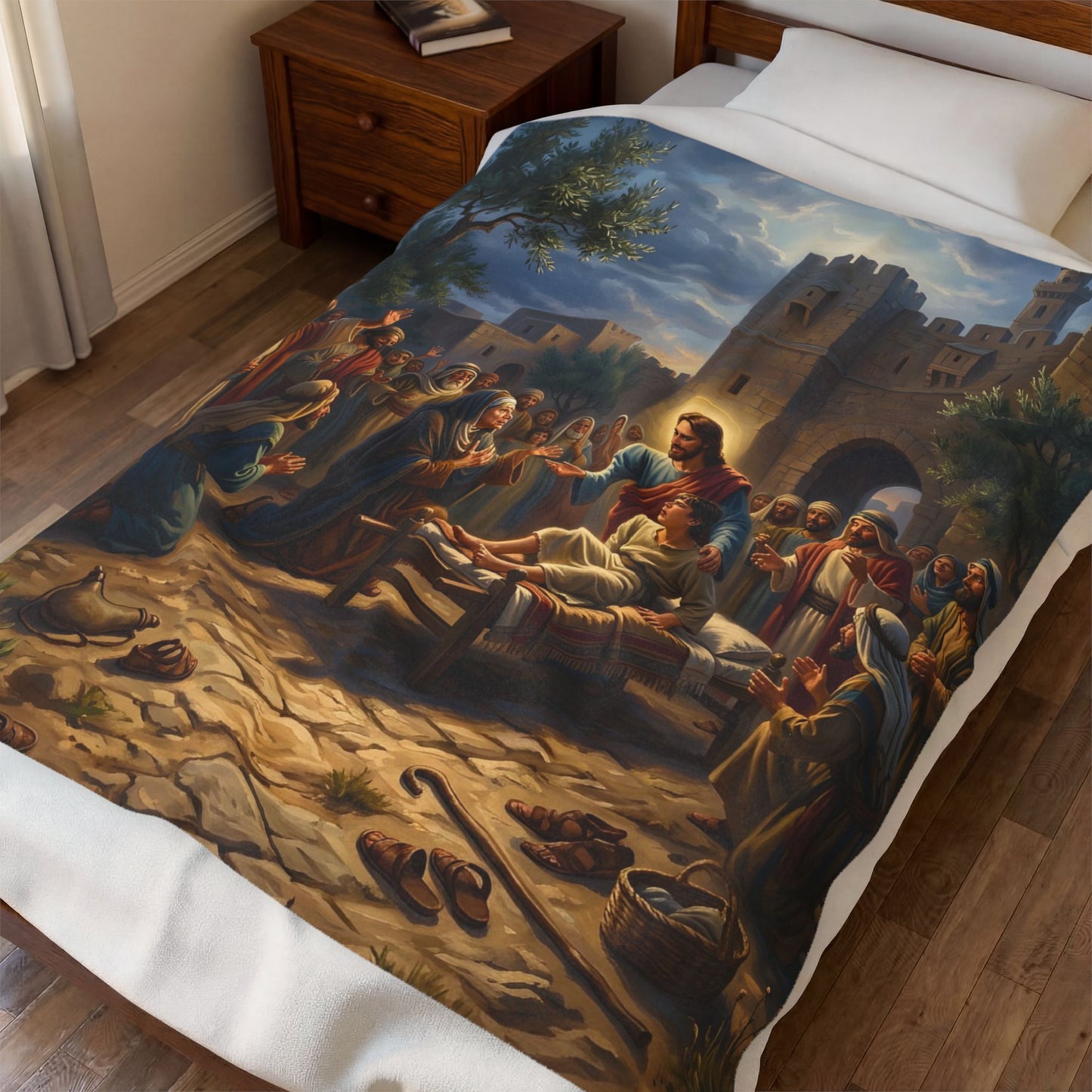 “Arise, Young Man - Resurrection at Nain” - Plush Blanket