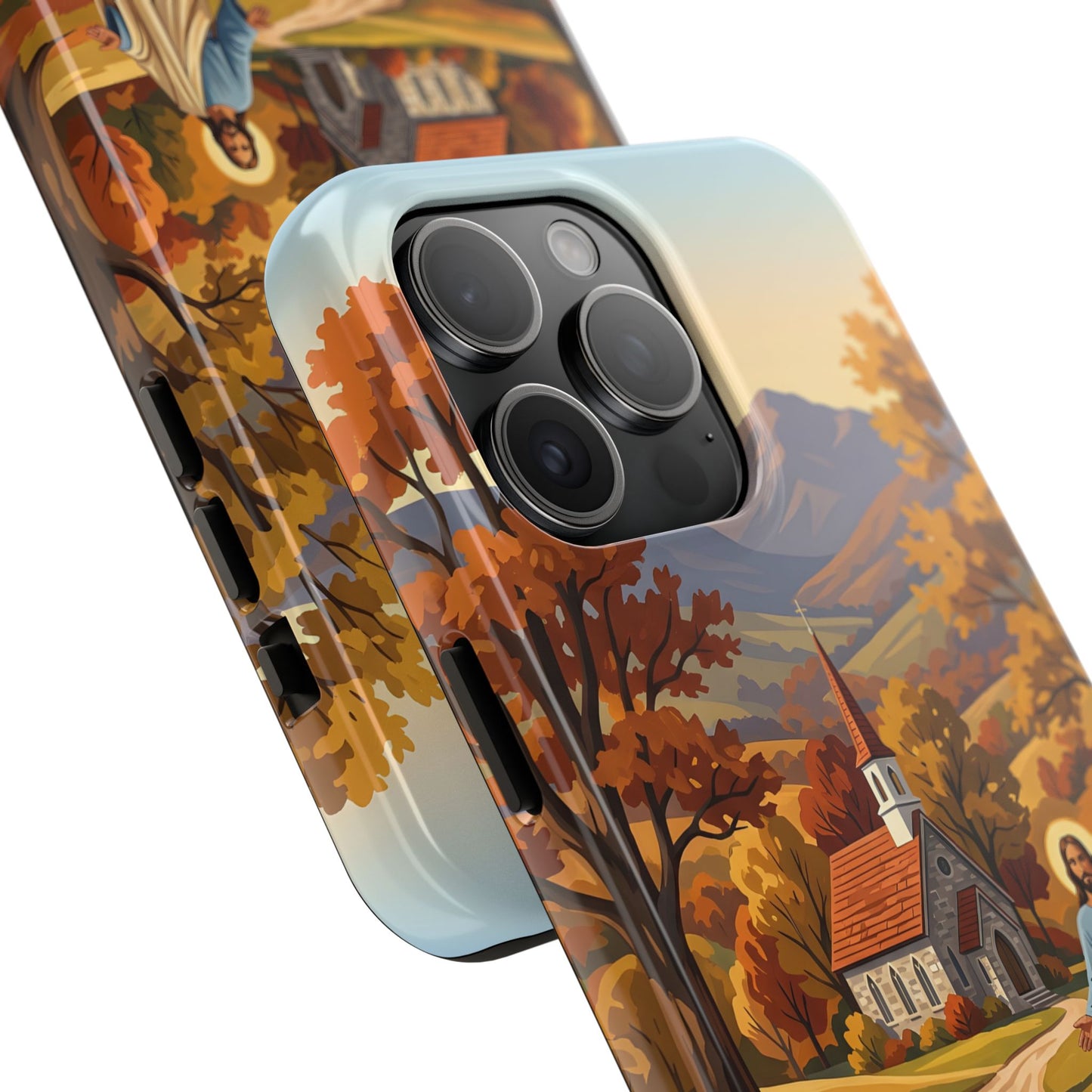 “Golden Harvest - Autumn Church in Tranquility” - Phone Case