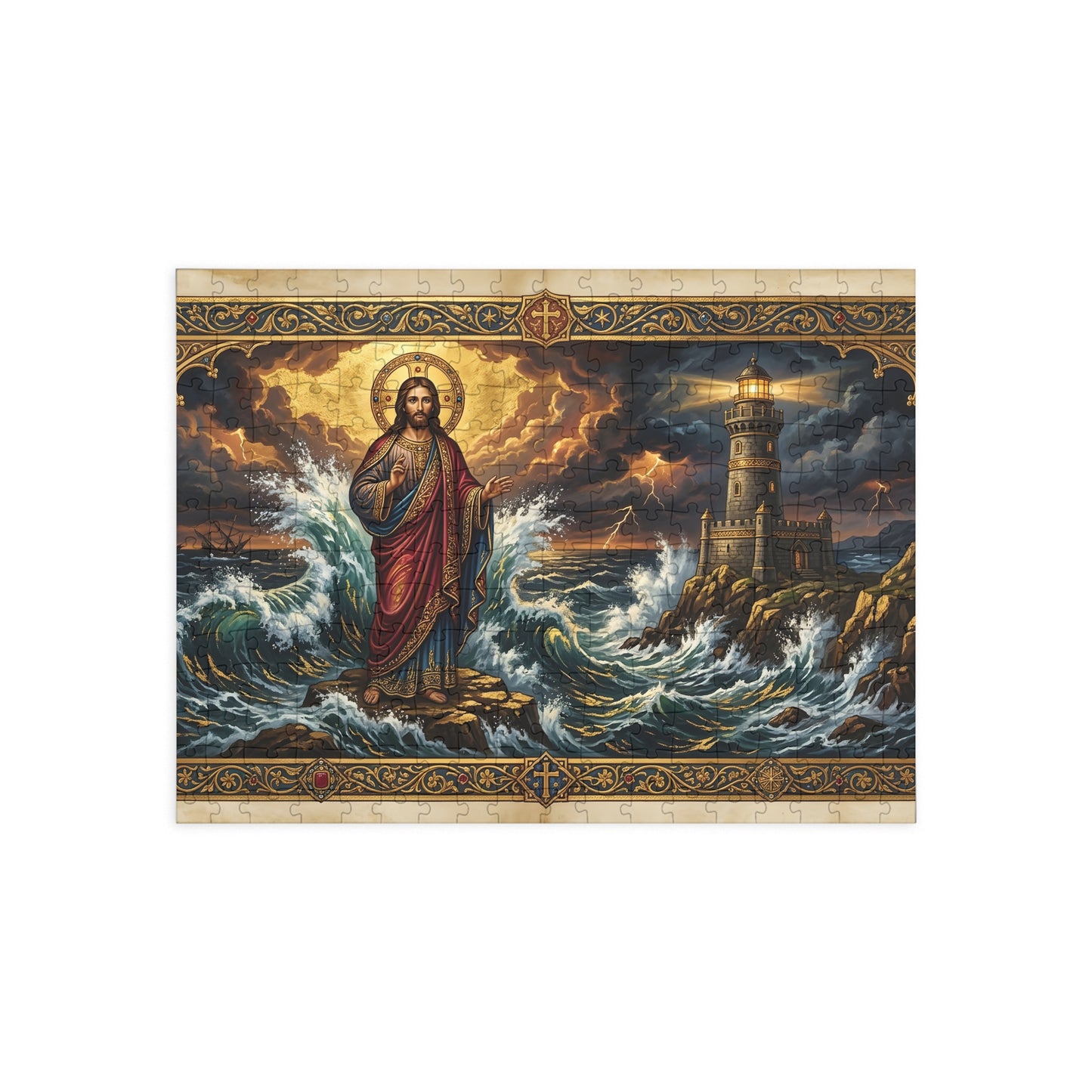 “Steadfast Hope - Lighthouse in the Storm” - Jigsaw Puzzle