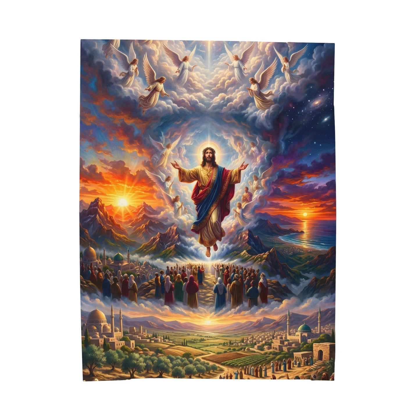 “From Sunrise to Sunset - God Enthroned Above All Nations” - Plush Blanket