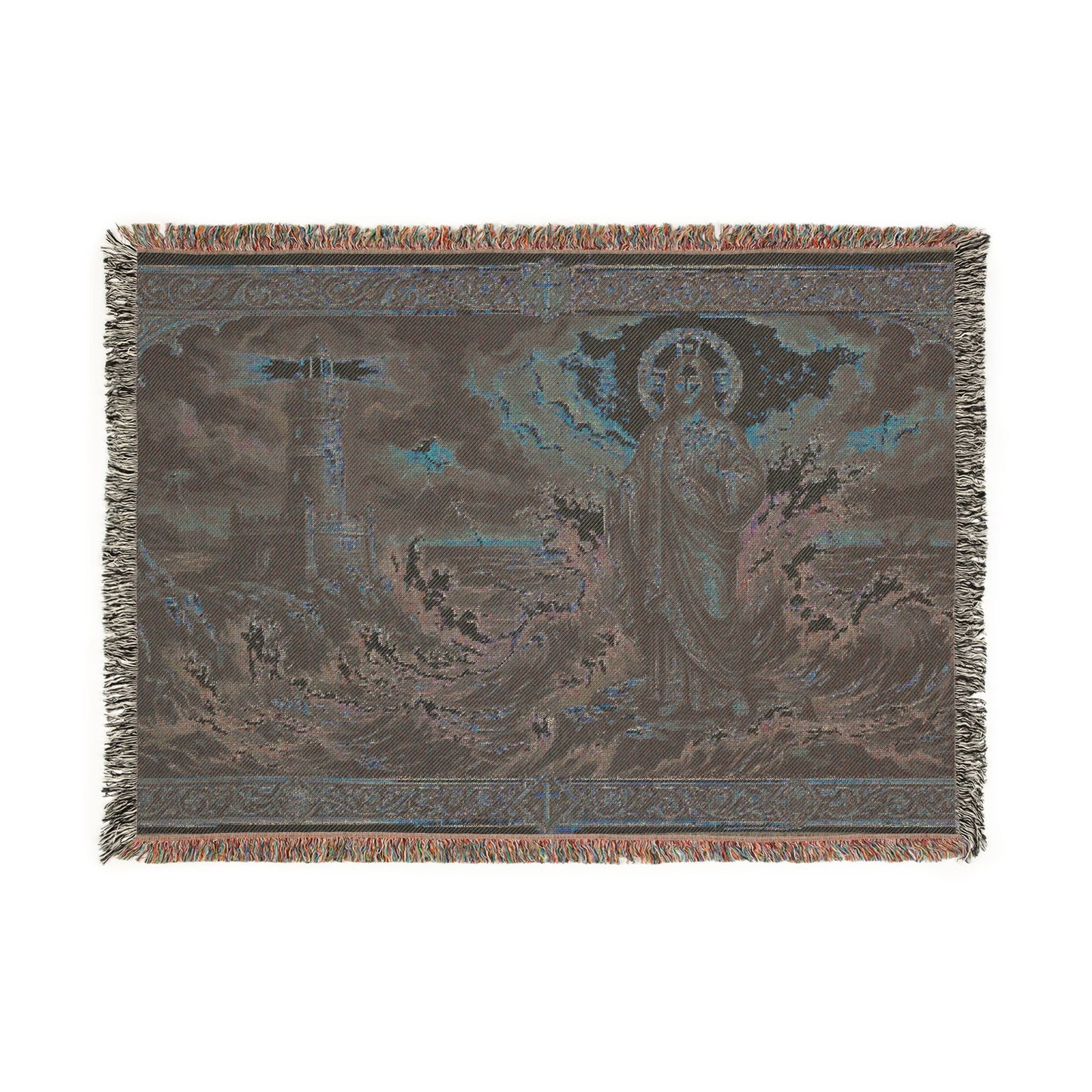 “Steadfast Hope - Lighthouse in the Storm” - Woven Blanket
