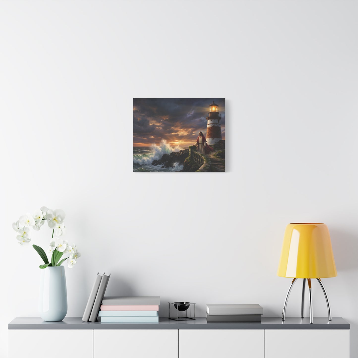 “Steadfast Hope - Lighthouse in the Storm” - Canvas Art