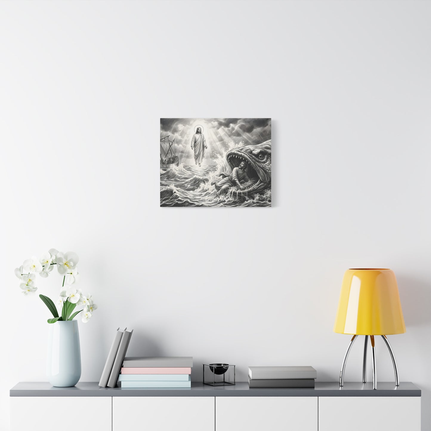 Jonah being swallowed by the great fish - Canvas Art