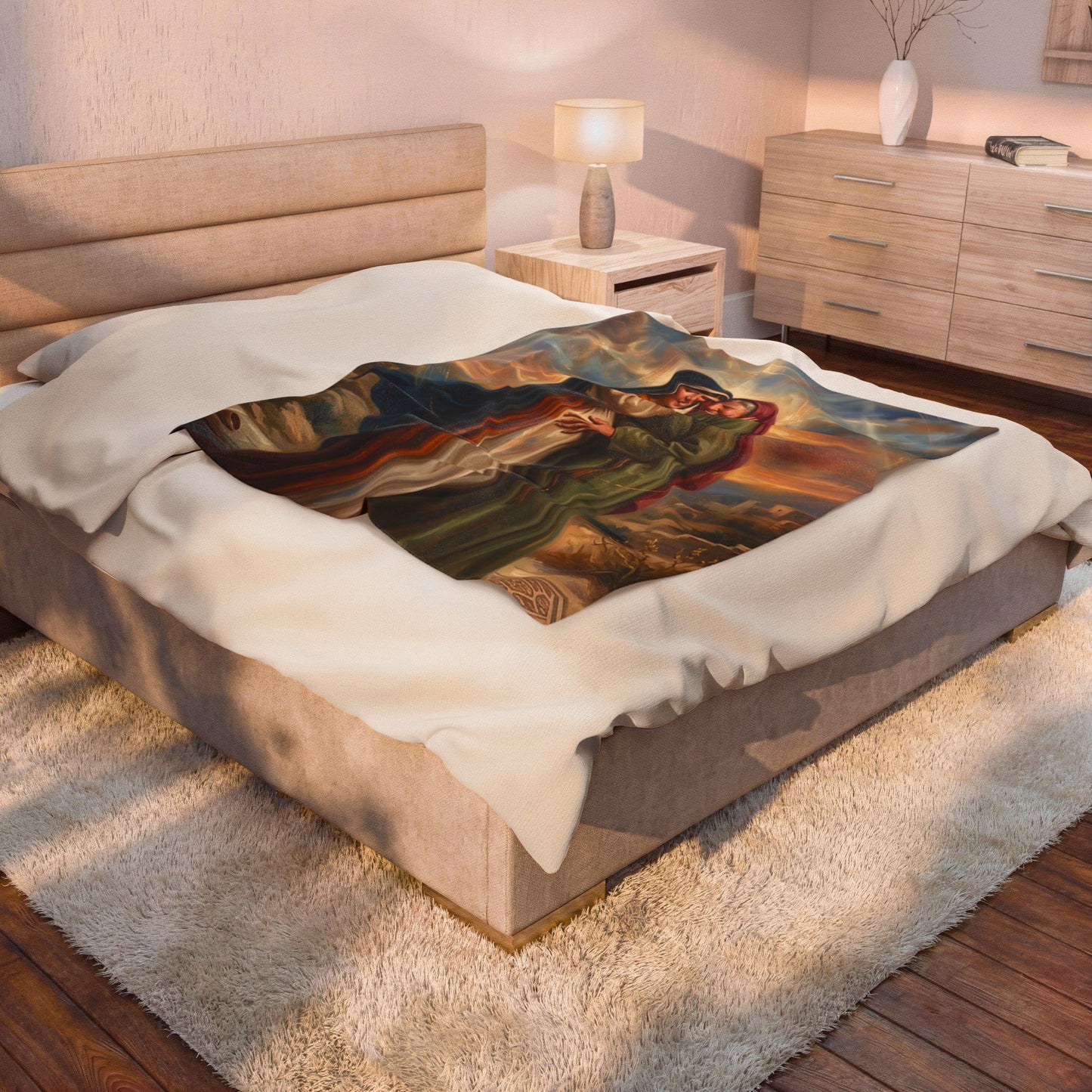 “Blessed Among Women - Mary and Elizabeth Embrace” - Plush Blanket