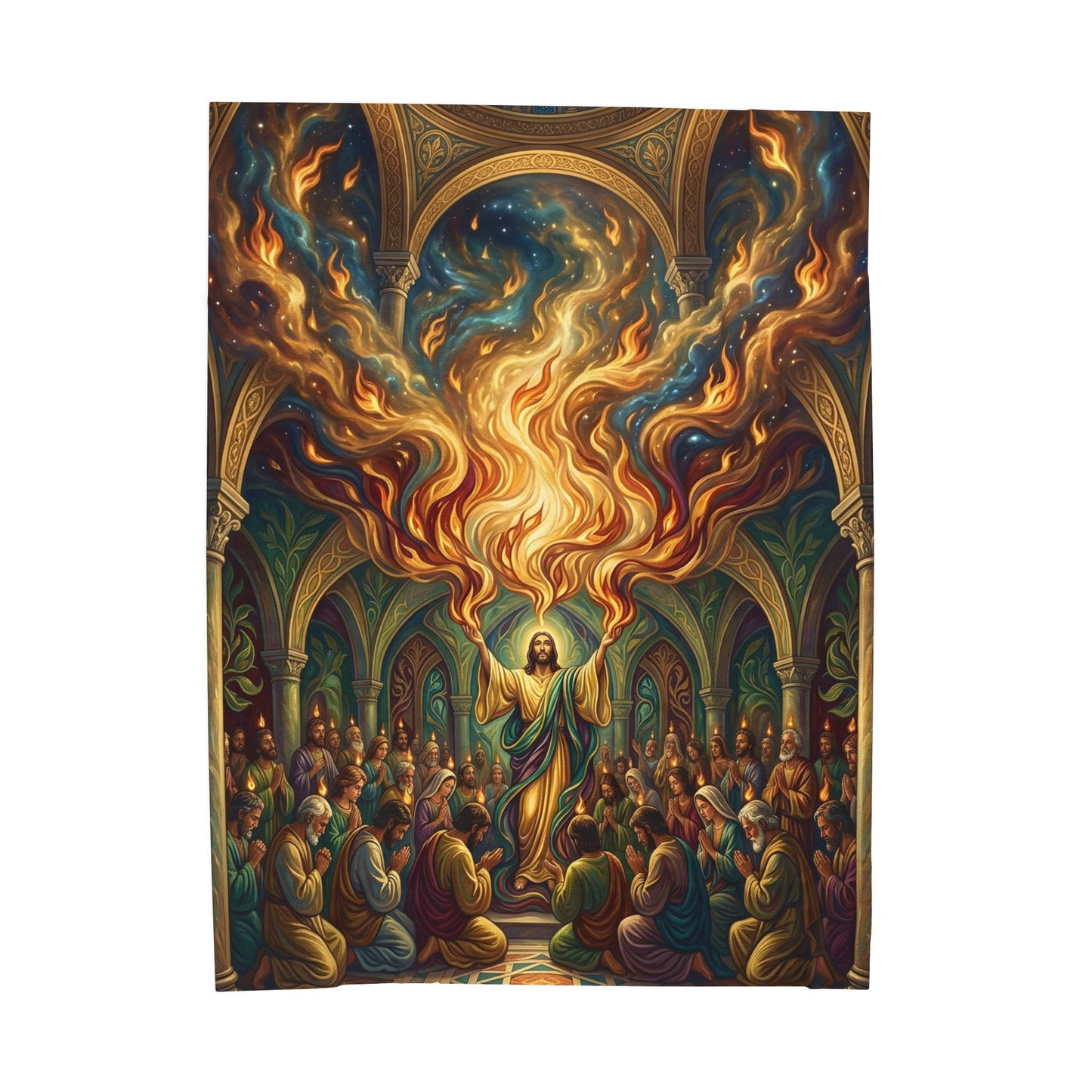 “Spirit Poured Out - Pentecost Flames Descending” - Plush Blanket
