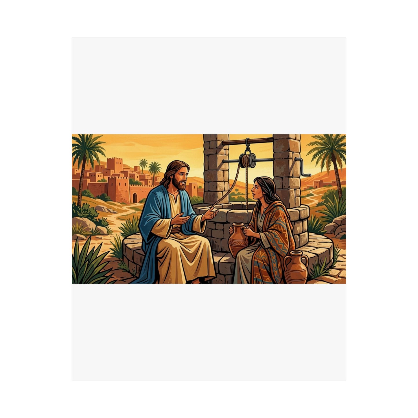 “Living Water - Jesus and the Woman at the Well” - Poster