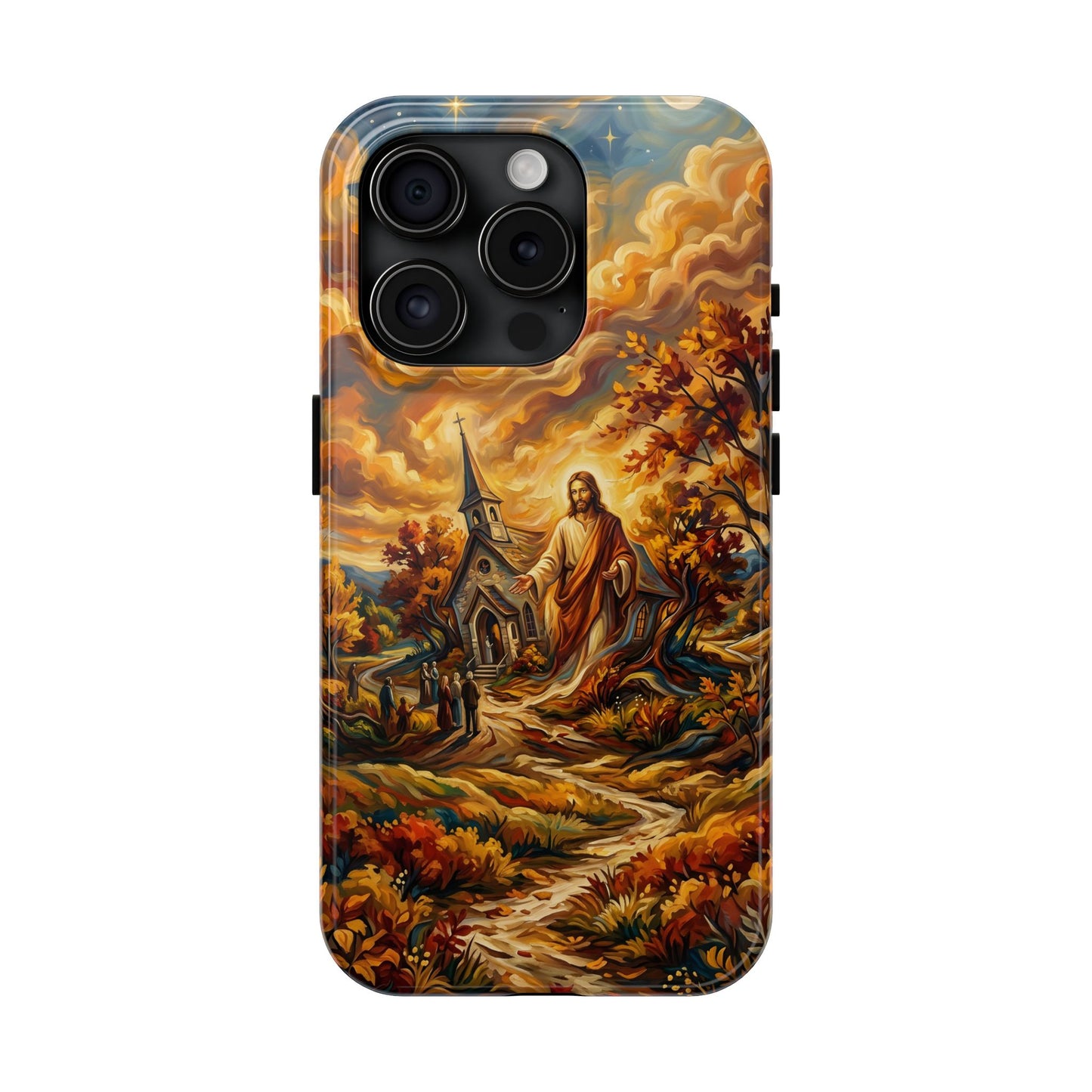 “Abide With Me - Autumn Church at Sunset” - Phone Case