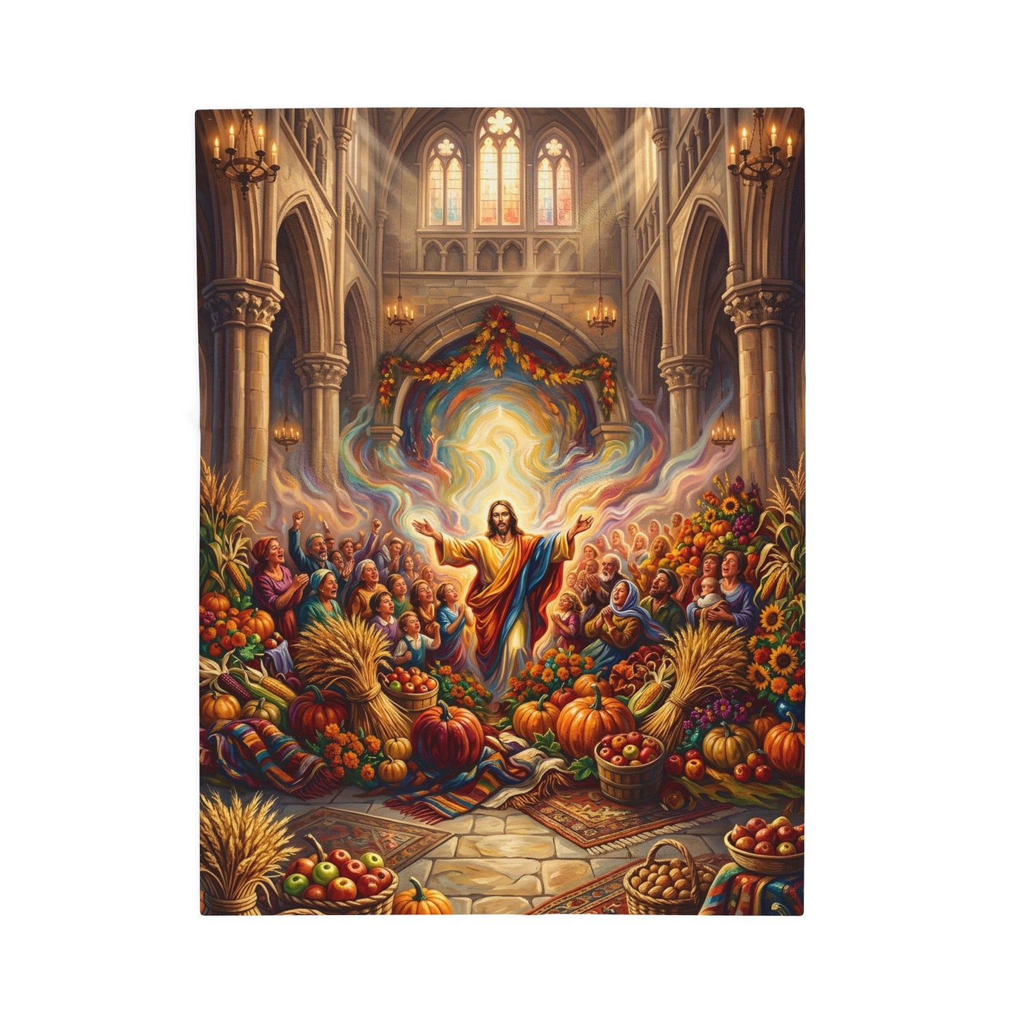 “Bountiful Blessings - A Harvest of Thanksgiving” - Plush Blanket