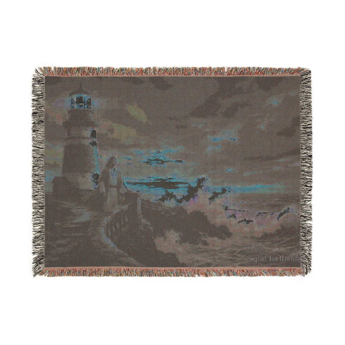 “Steadfast Hope - Lighthouse in the Storm” - Woven Blanket