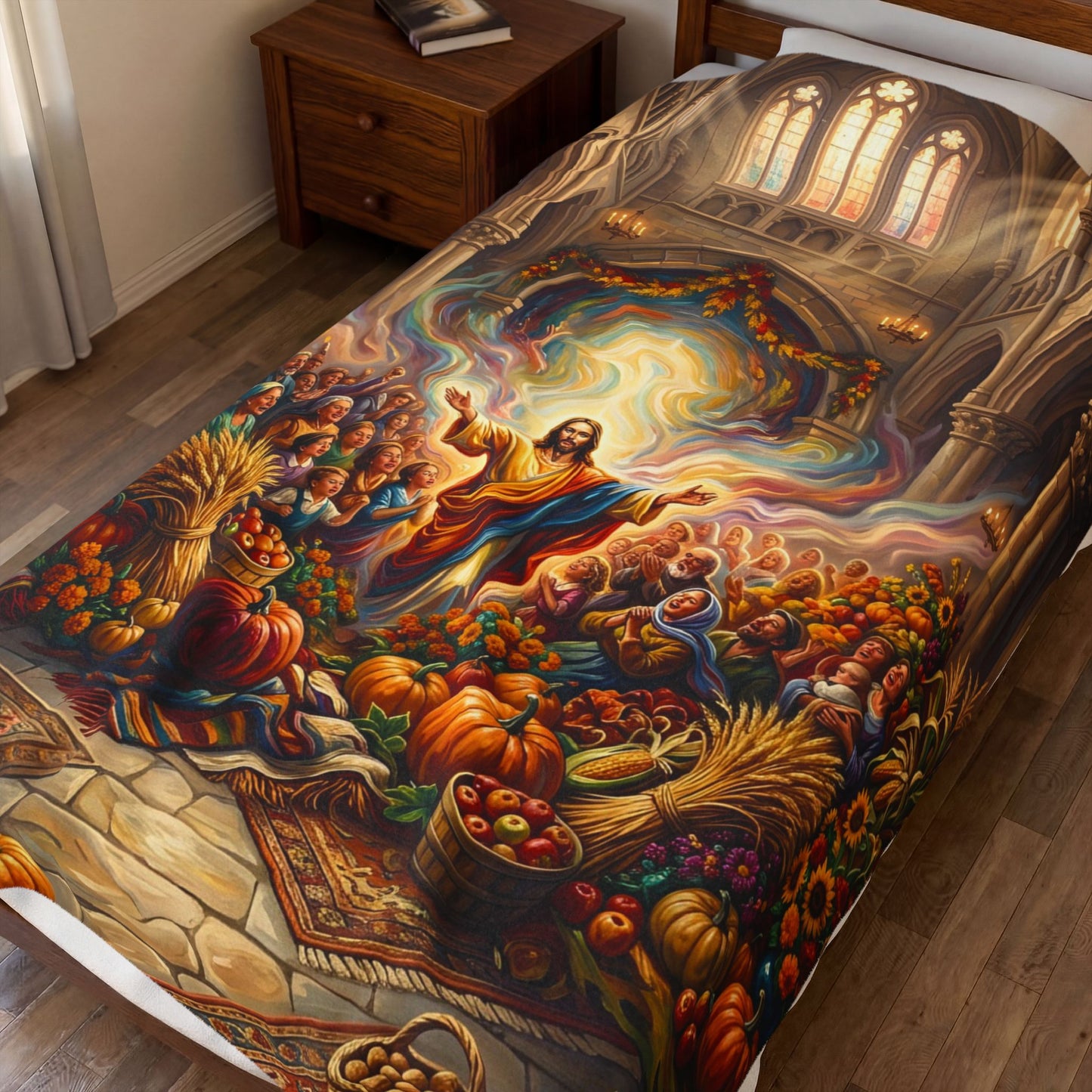 “Bountiful Blessings - A Harvest of Thanksgiving” - Plush Blanket