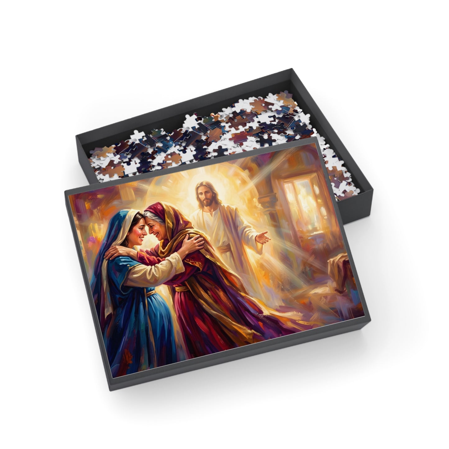 “Divine Embrace - Mary and Elizabeth's Joyful Meeting” - Jigsaw Puzzle