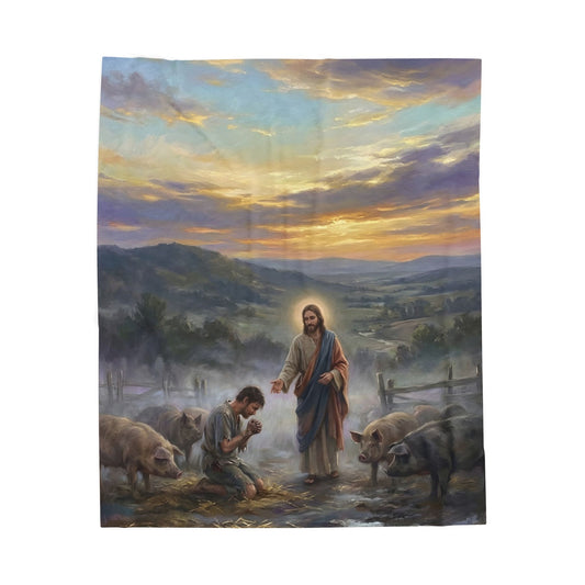 “Turning Point - The Prodigal Son's Repentance” - Plush Blanket
