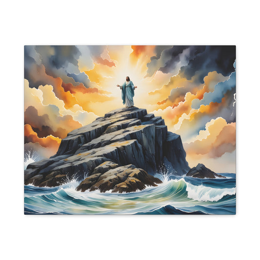 “My Refuge and Strength - Rock in the Storm” - Canvas Art