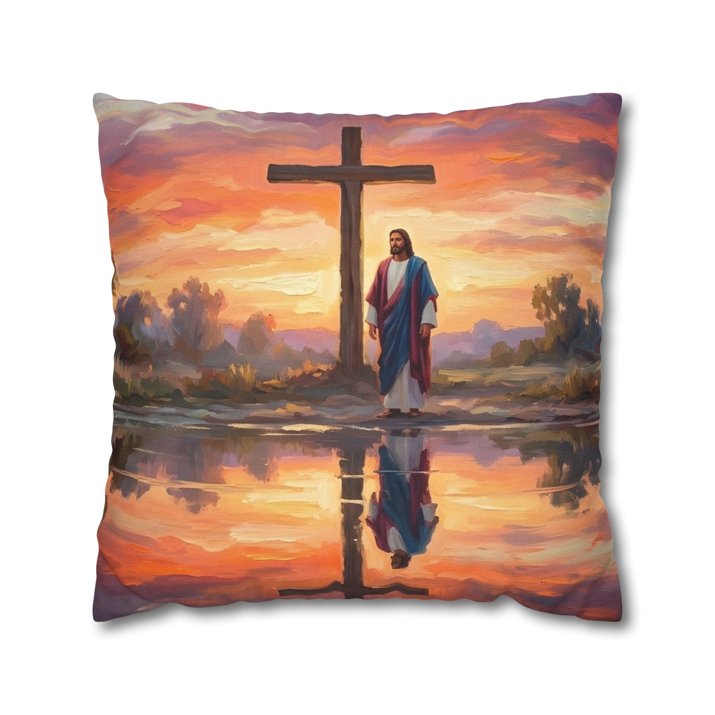 “Living Water - Cross Reflected at Dawn” - Pillowcase