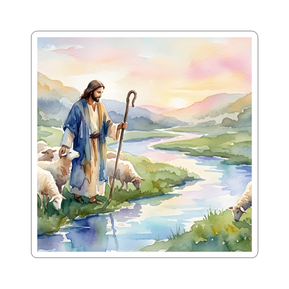 “Still Waters - Shepherd Leads His Flock” - Sticker