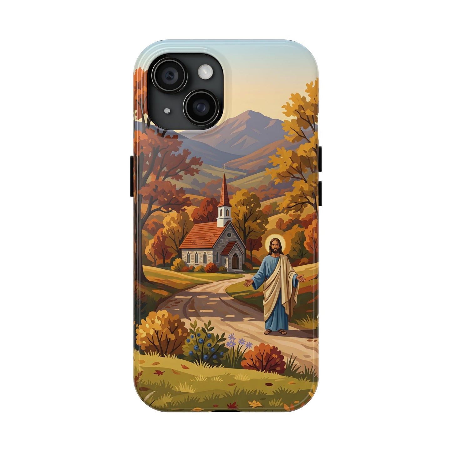 “Golden Harvest - Autumn Church in Tranquility” - Phone Case