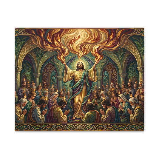 “Spirit Poured Out - Pentecost Flames Descending” - Canvas Art