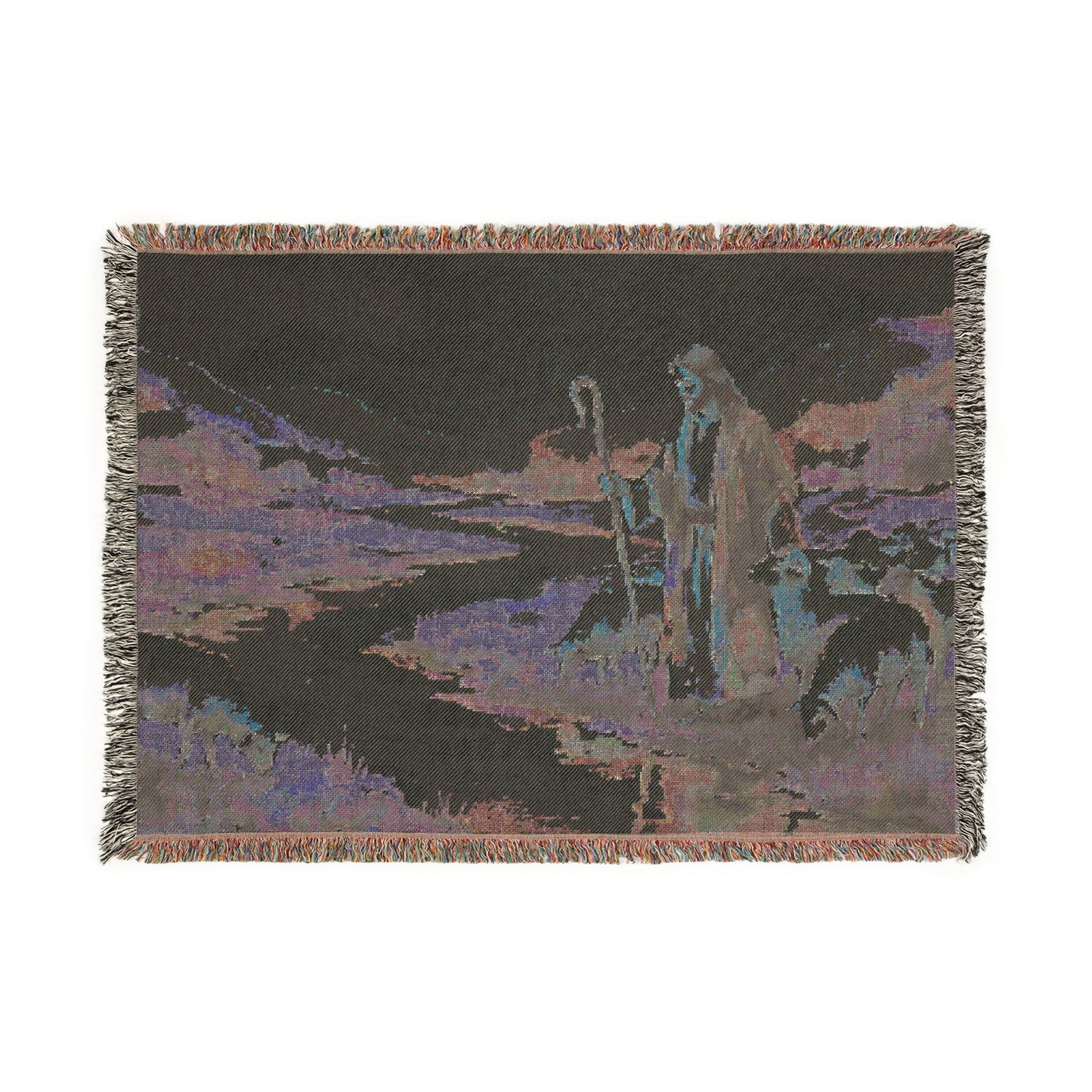 “Still Waters - Shepherd Leads His Flock” - Woven Blanket