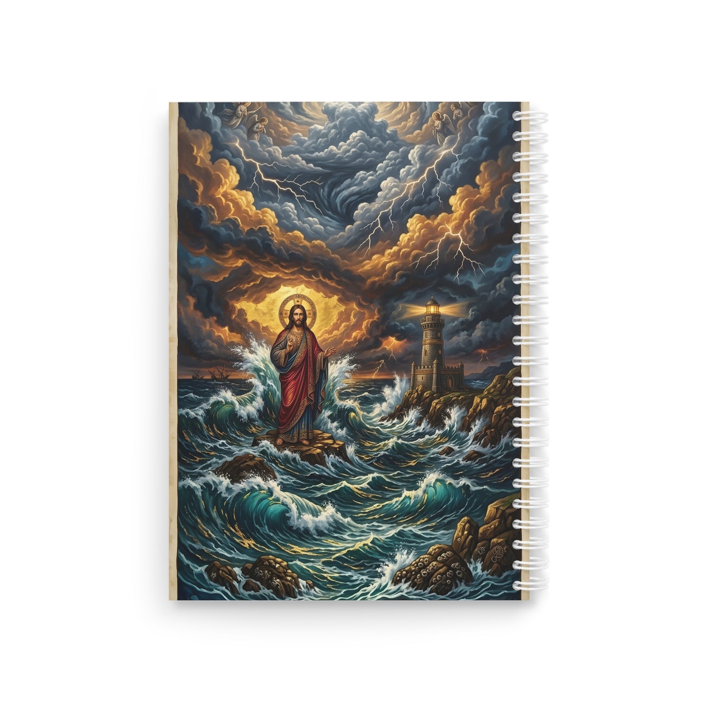 “Steadfast Hope - Lighthouse in the Storm” - Spiral Notebook