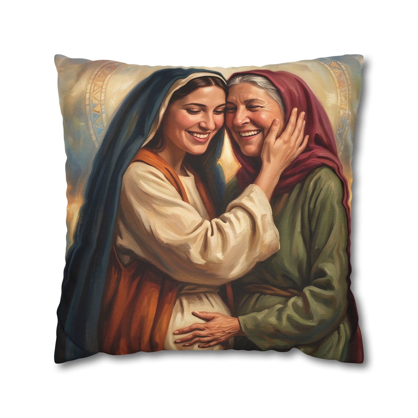 “Blessed Among Women - Mary and Elizabeth Embrace” - Pillowcase
