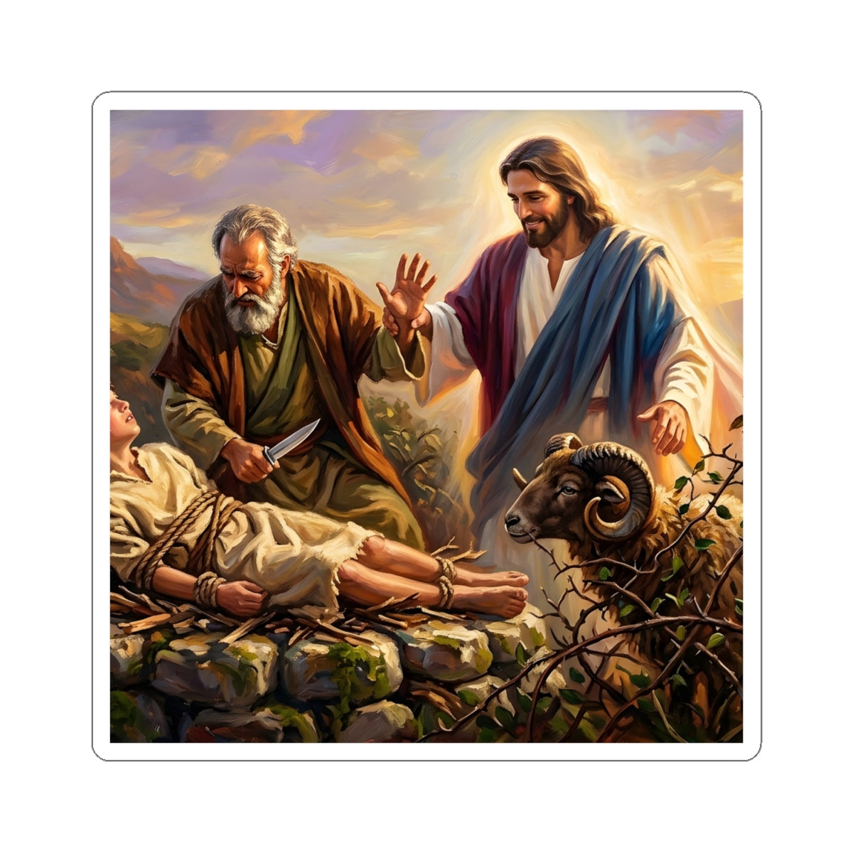 “The Lord Will Provide - Abraham and Isaac on Mount Moriah” - Sticker