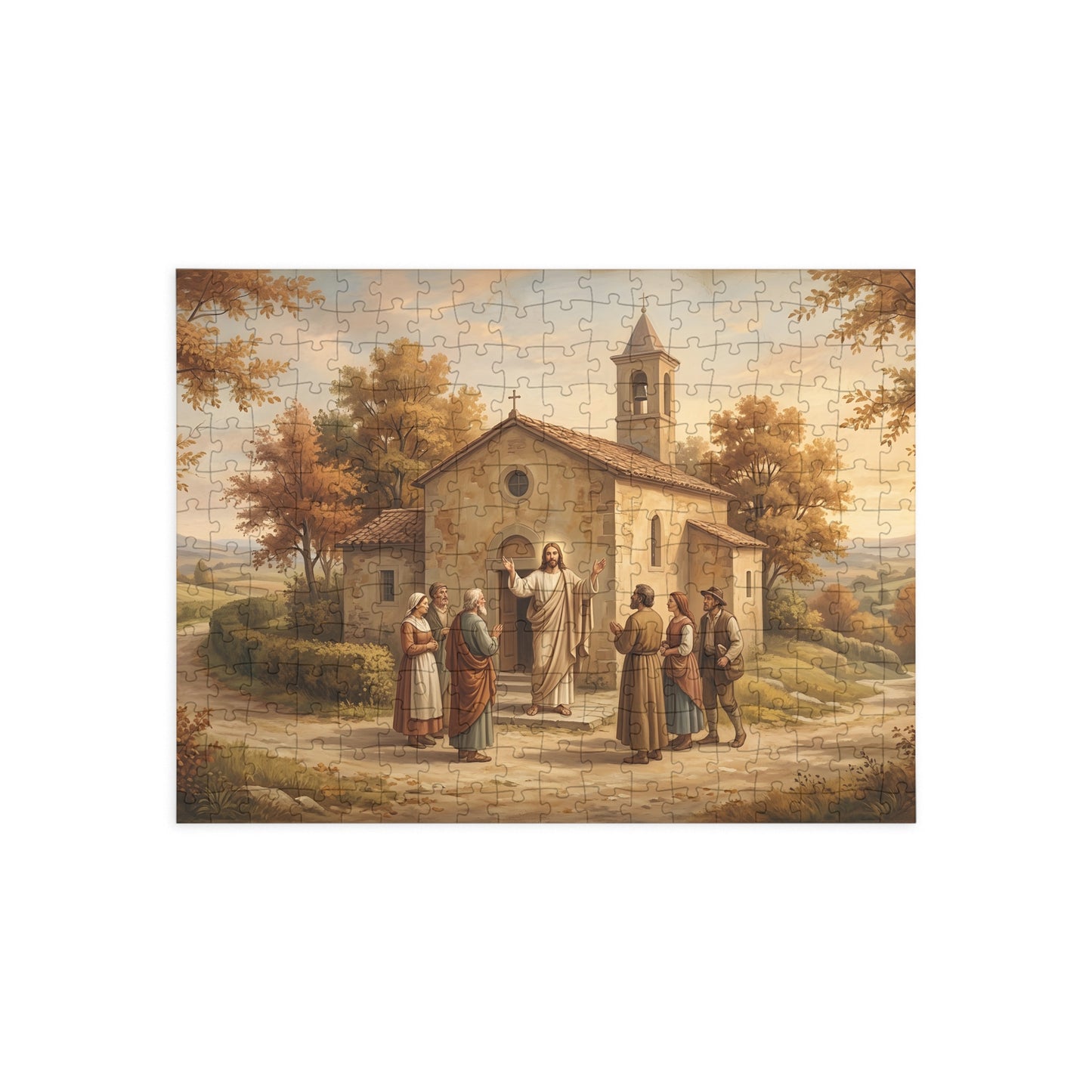 “Sanctuary in Serenity - Autumn's Golden Embrace” - Jigsaw Puzzle