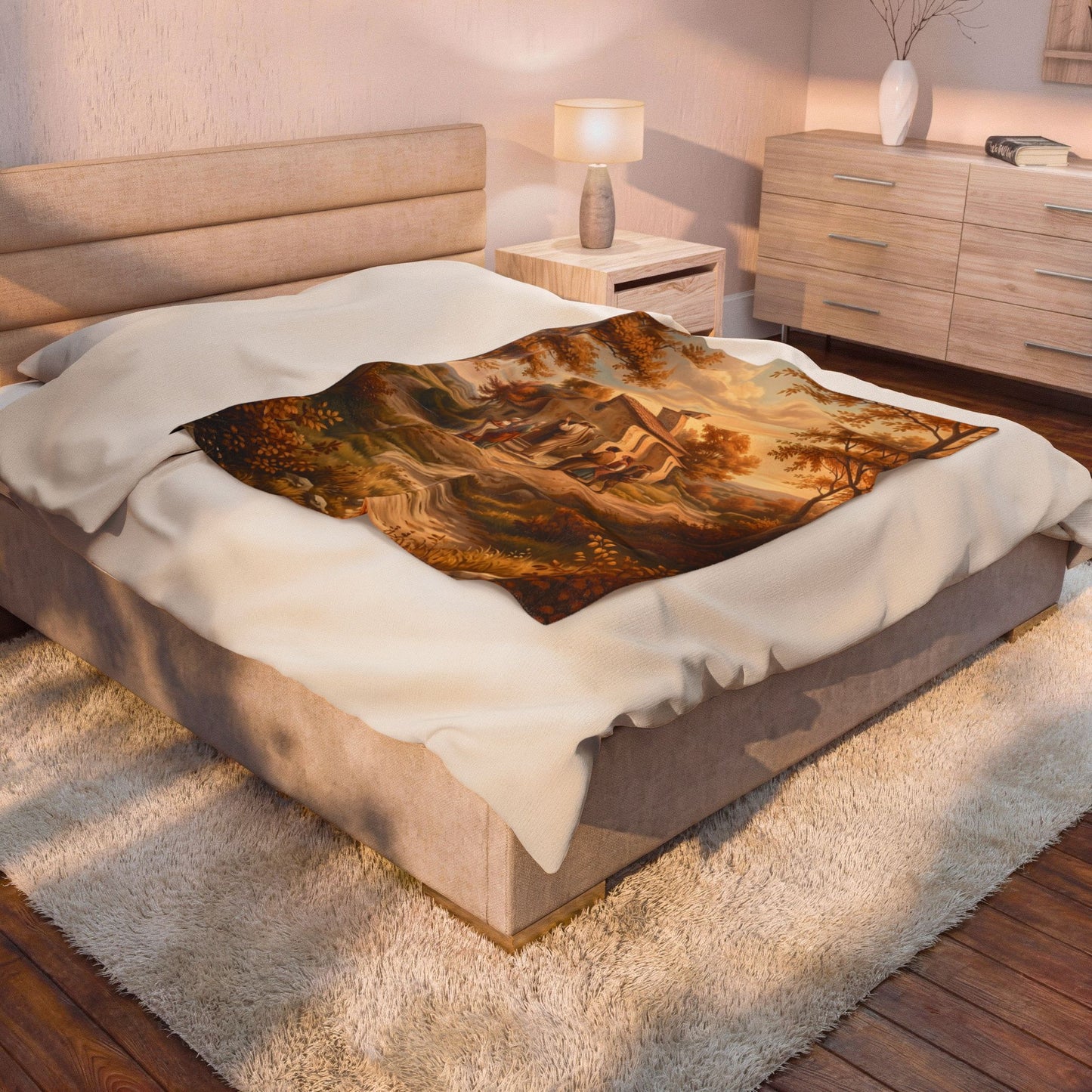 “Sanctuary in Serenity - Autumn's Golden Embrace” - Plush Blanket