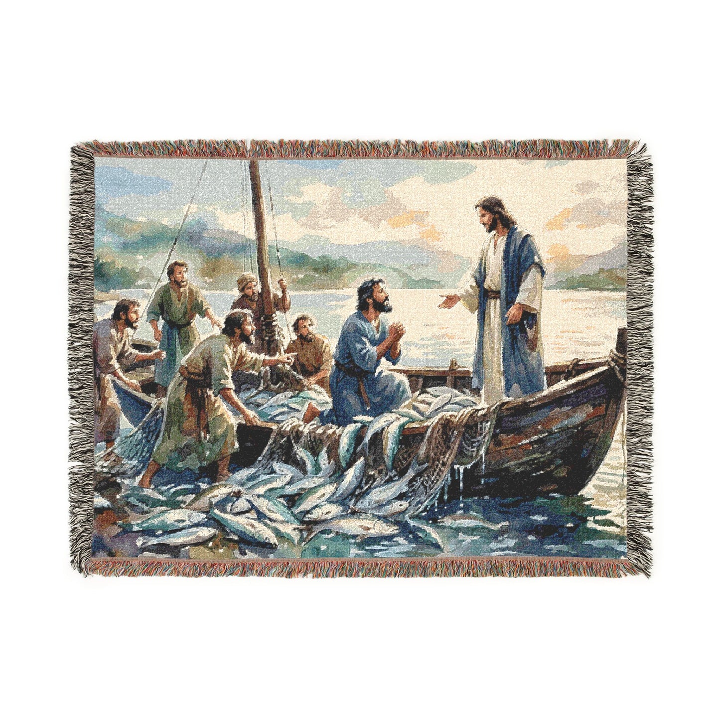 “Cast Your Nets - The Miraculous Catch” - Woven Blanket