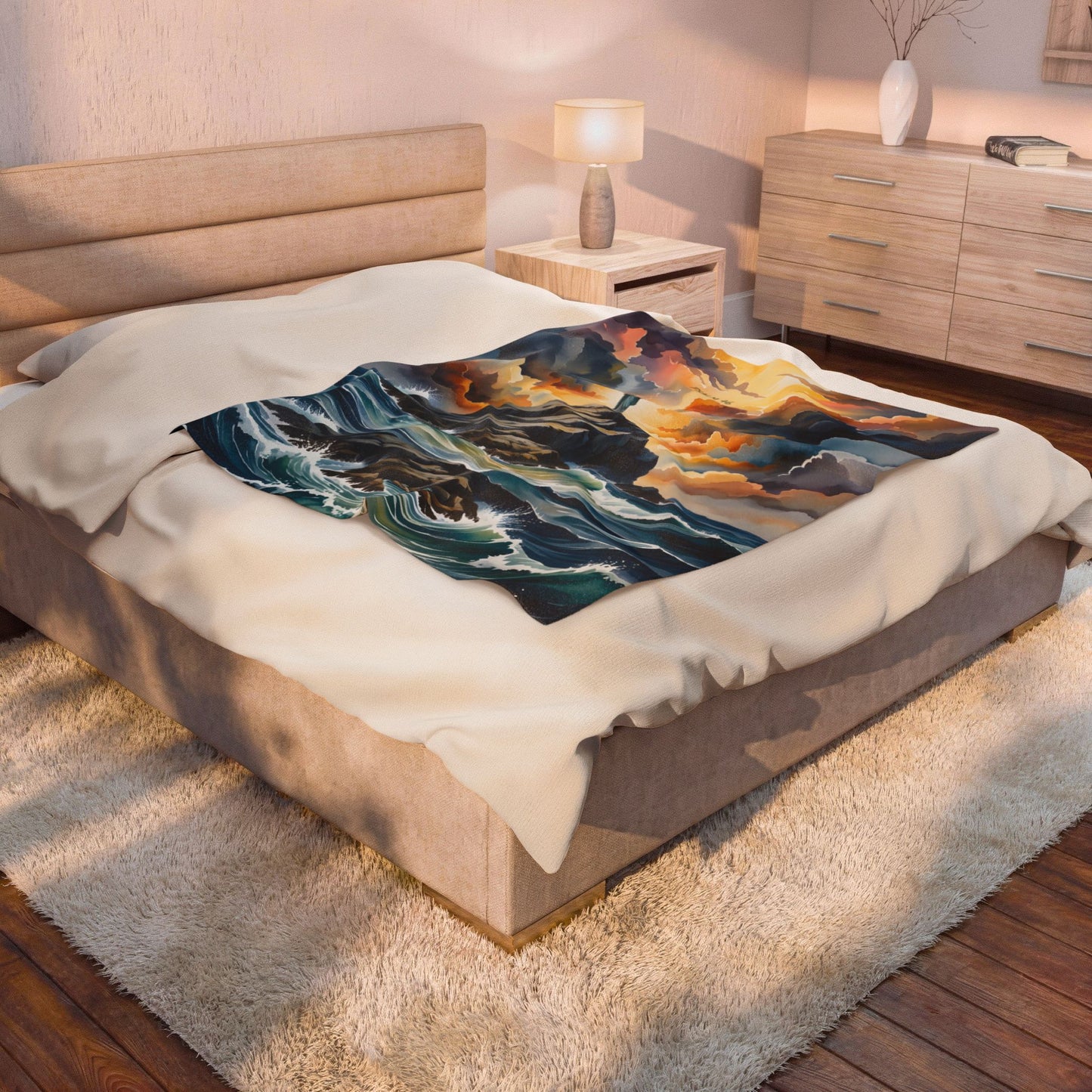“My Refuge and Strength - Rock in the Storm” - Plush Blanket