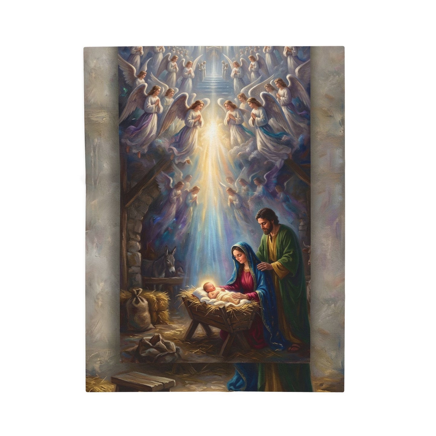 “Prince of Peace - Holy Family in Bethlehem” - Plush Blanket