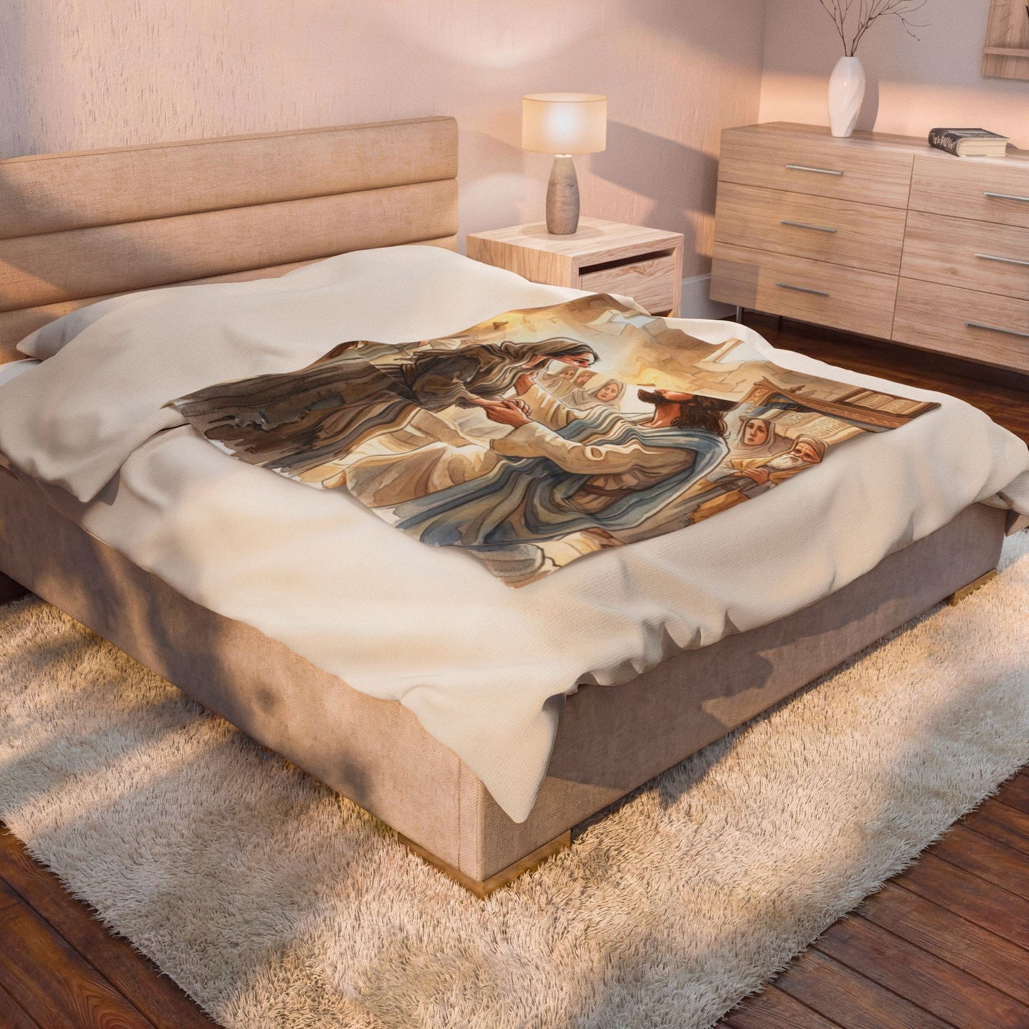 “Released - Jesus Heals the Bent Woman” - Plush Blanket