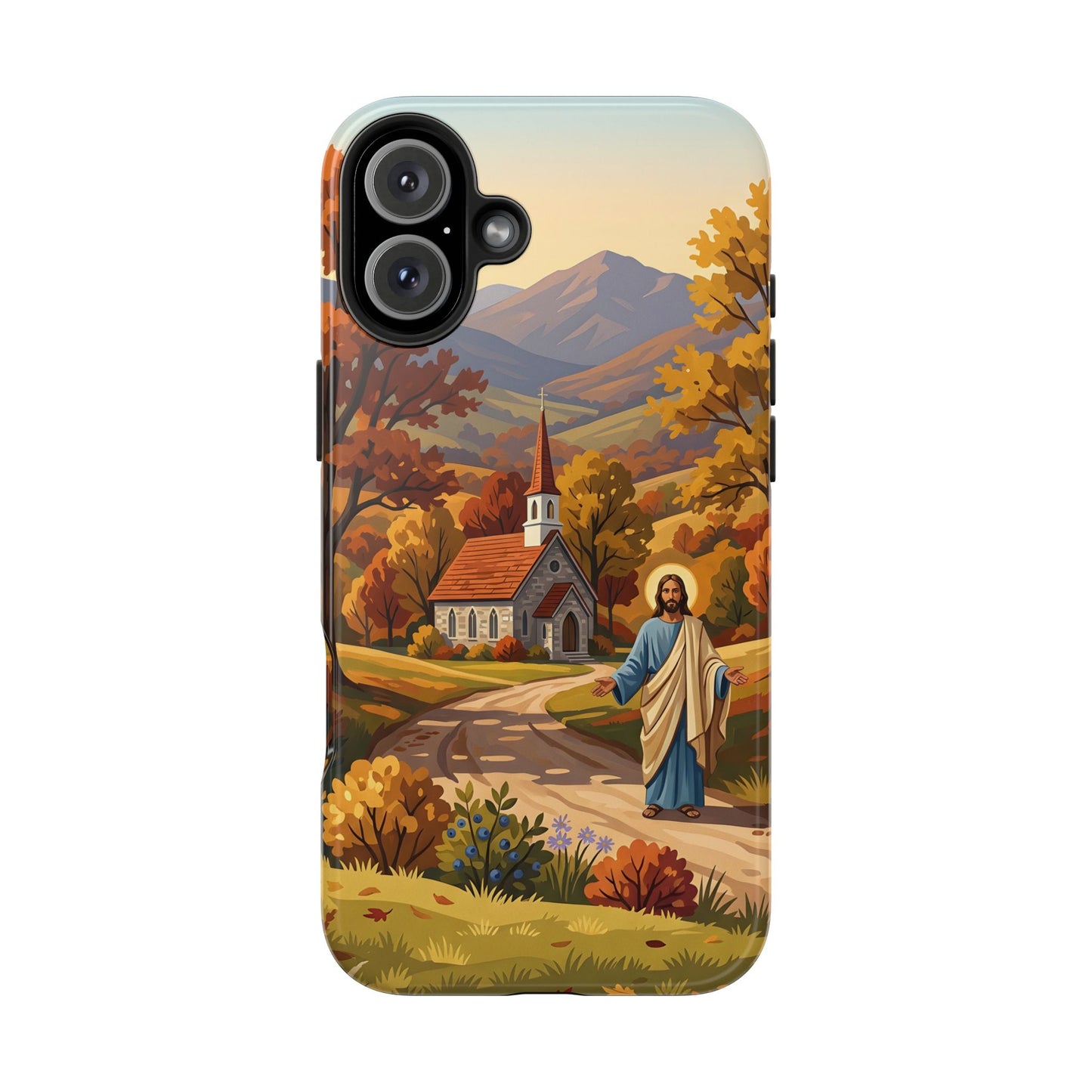 “Golden Harvest - Autumn Church in Tranquility” - Phone Case