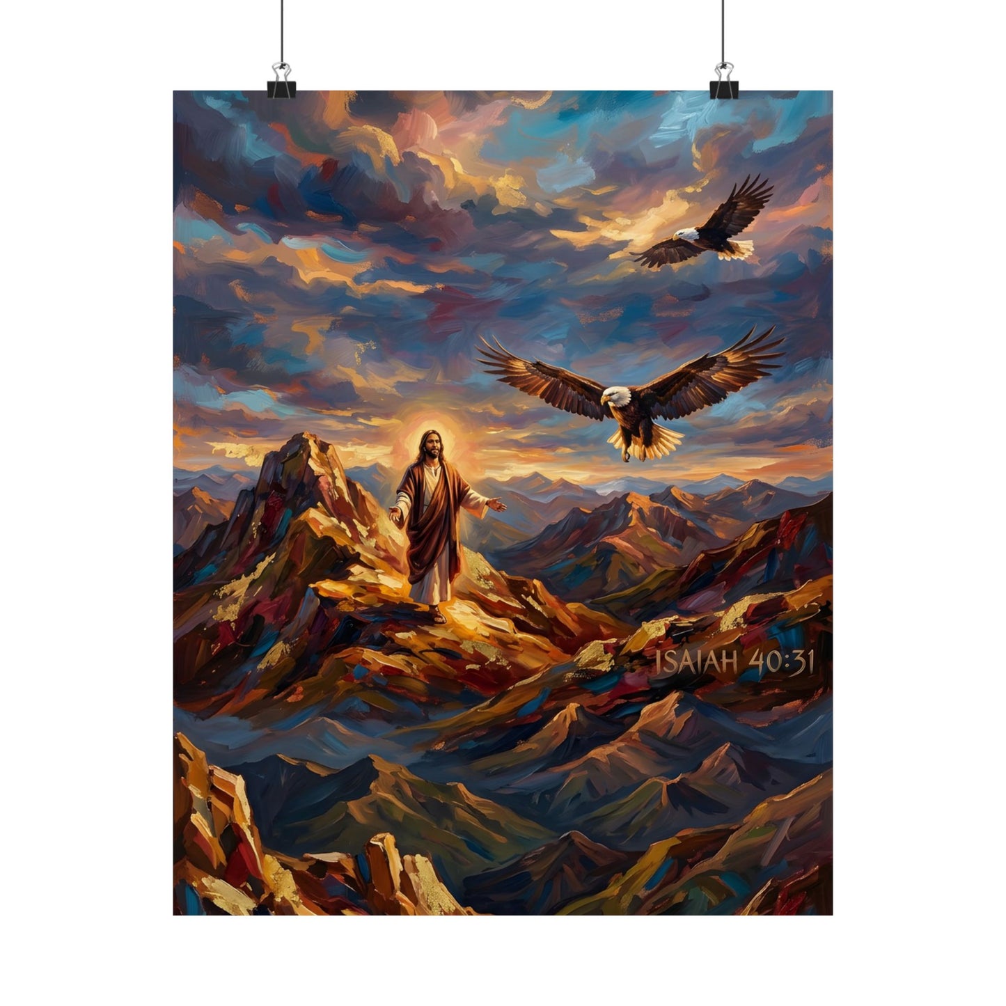 “Soaring Like Eagles - Hope in the Lord Over Mountain Peaks” - Poster