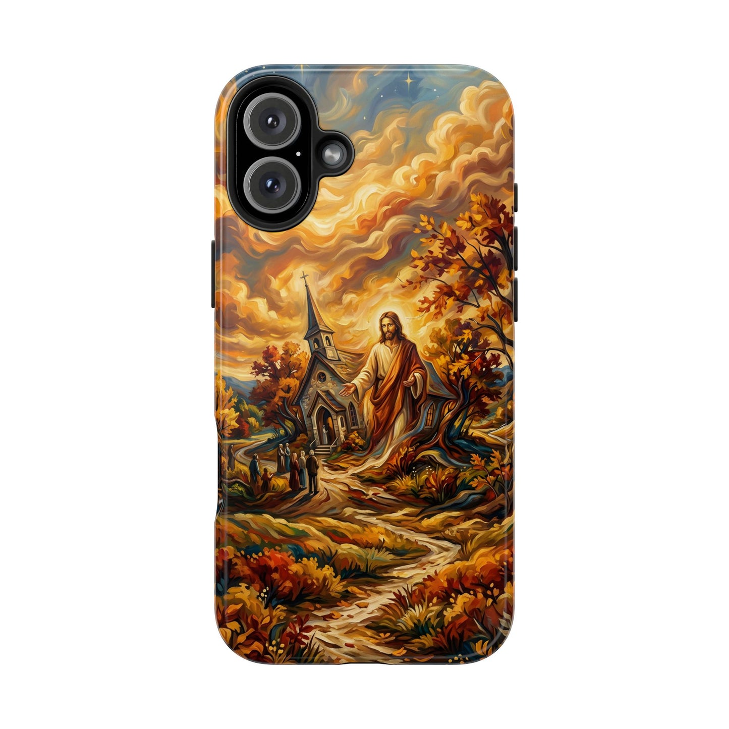 “Abide With Me - Autumn Church at Sunset” - Phone Case