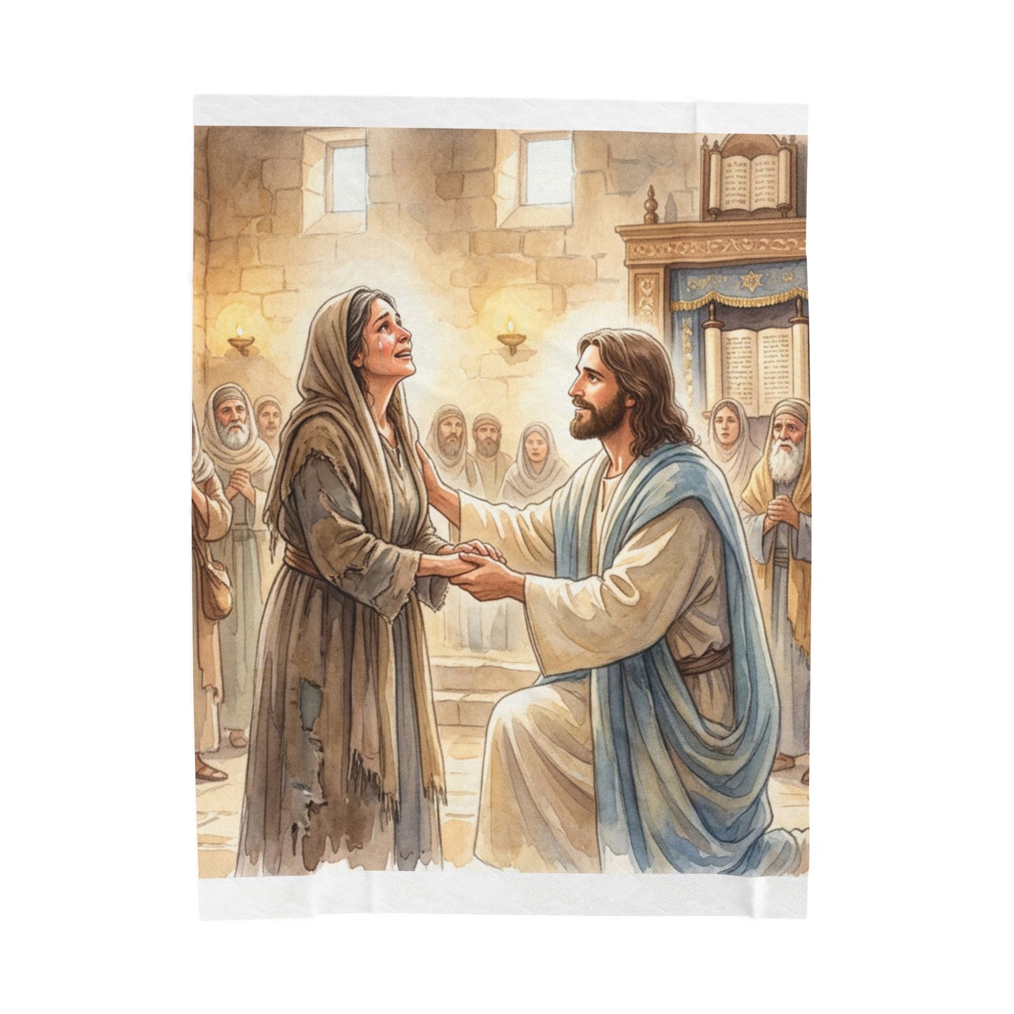 “Released - Jesus Heals the Bent Woman” - Plush Blanket