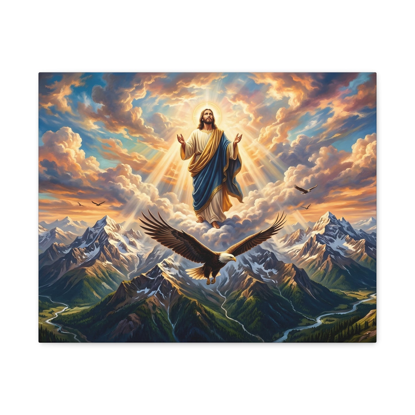 “Soaring Like Eagles - Hope in the Lord Over Mountains” - Canvas Art