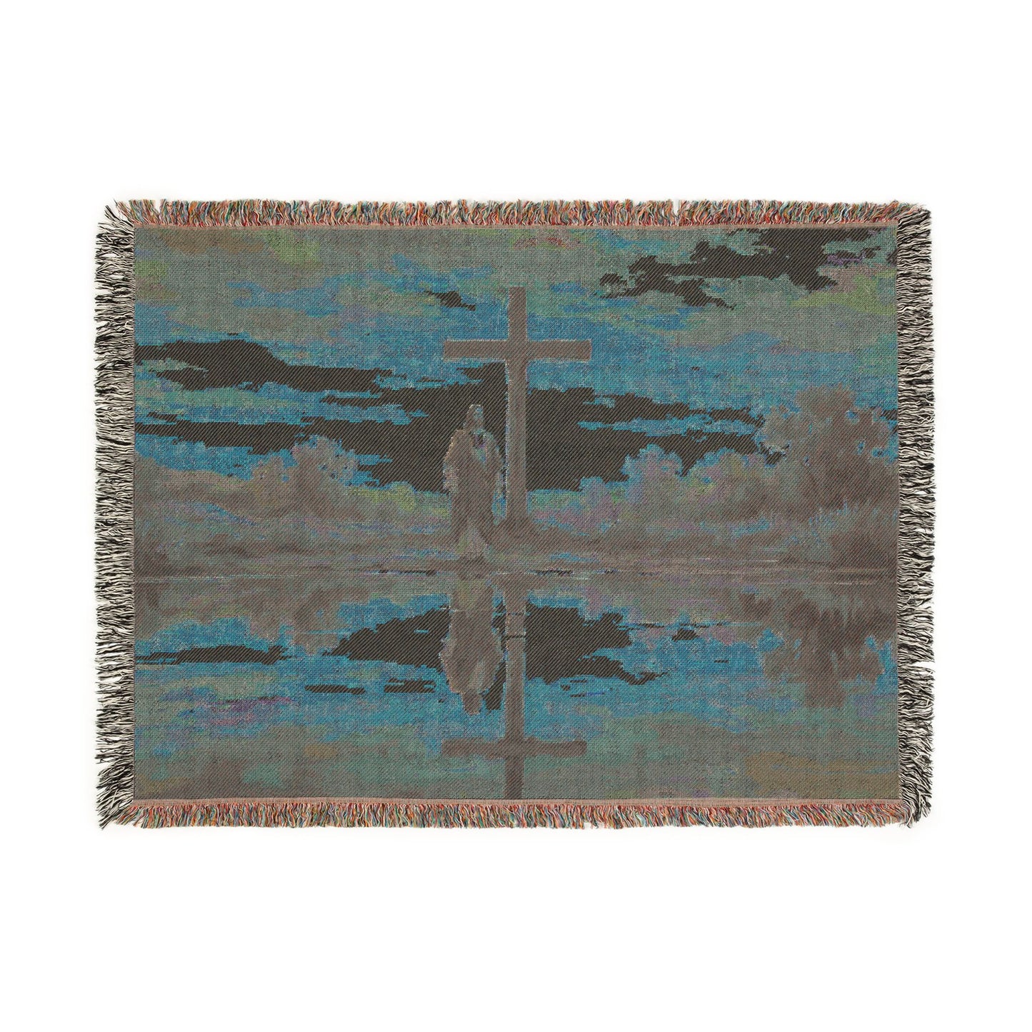 “Living Water - Cross Reflected at Dawn” - Woven Blanket