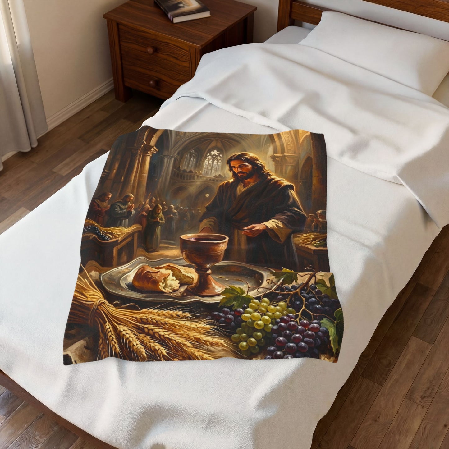 “The Harvest of Faith - Communion Still Life” - Plush Blanket