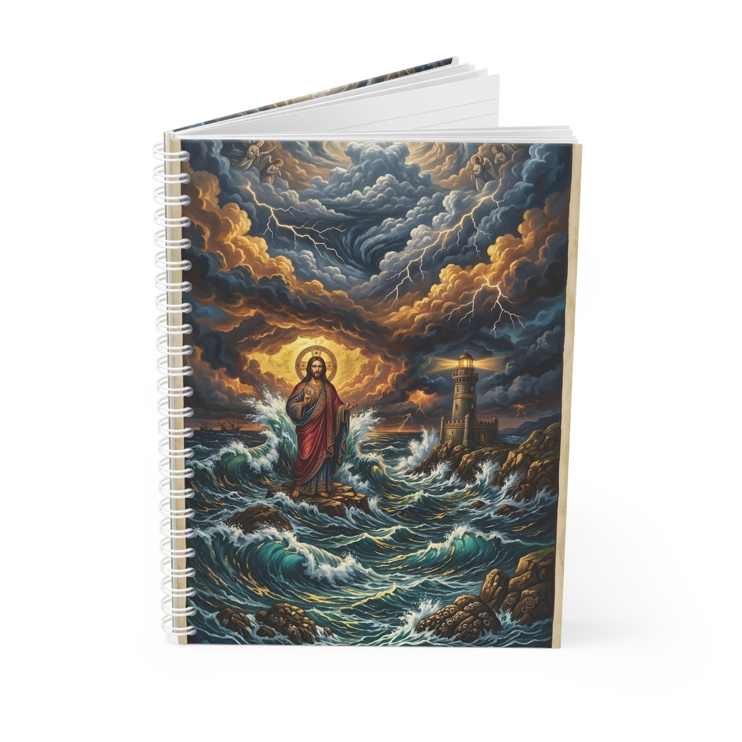 “Steadfast Hope - Lighthouse in the Storm” - Spiral Notebook