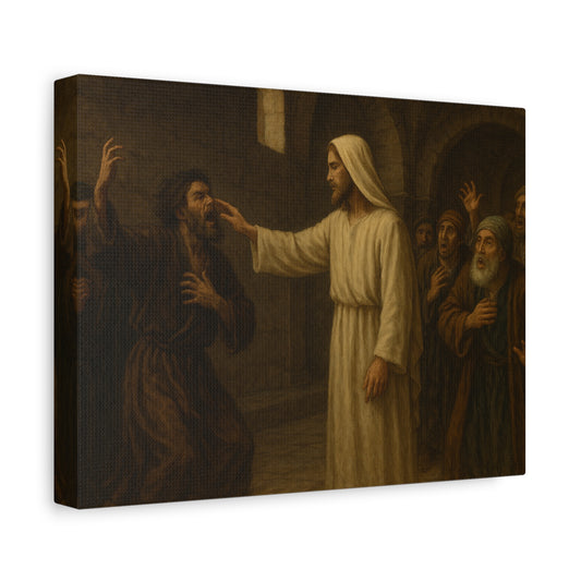 “Authority Over Darkness – Jesus Casts Out an Unclean Spirit” - Canvas Art