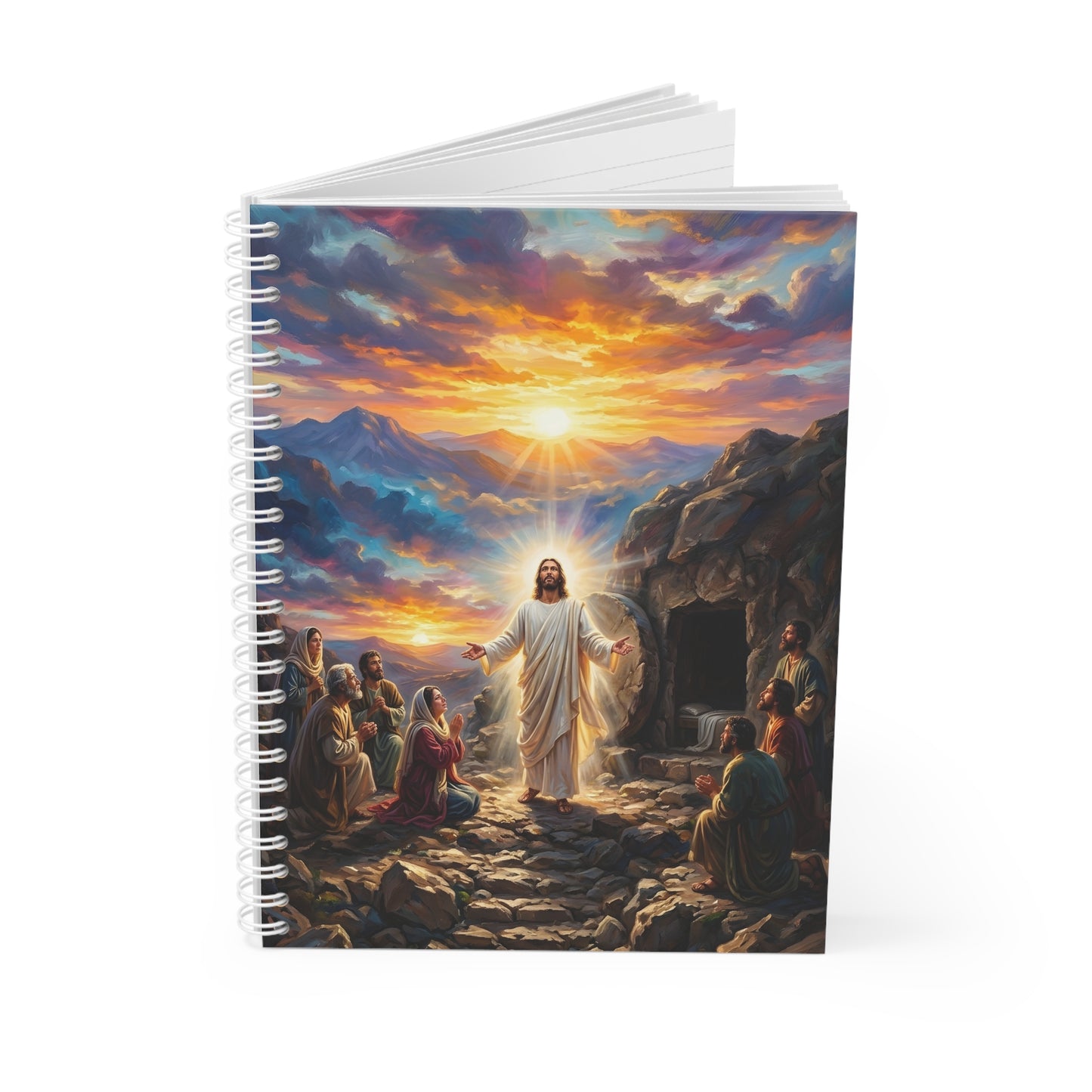 “He Is Risen - The Empty Tomb at Dawn” - Spiral Notebook