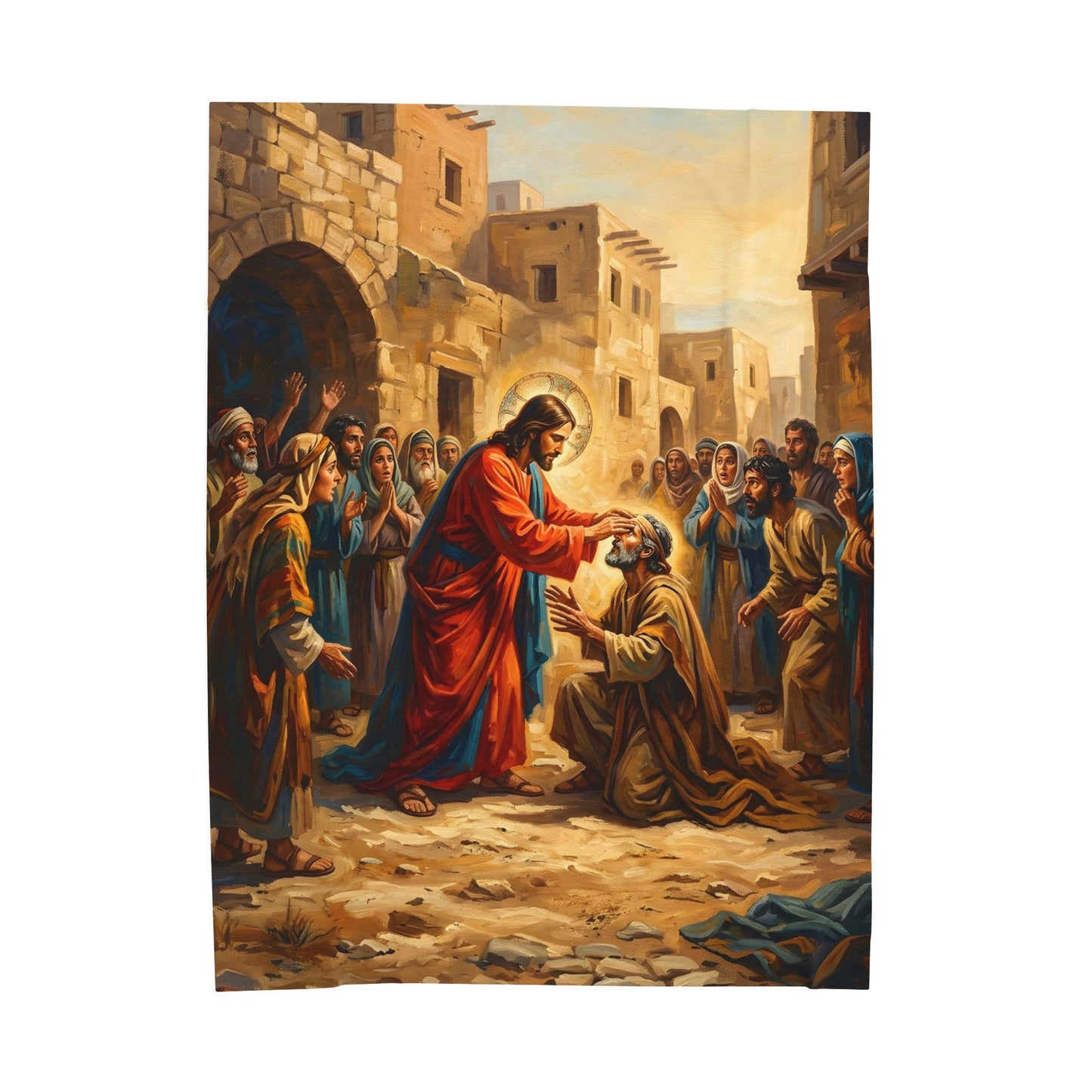 “He Opened My Eyes - Jesus Heals the Blind Man” - Plush Blanket