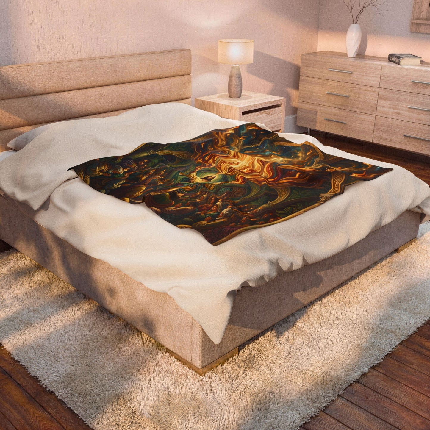 “Spirit Poured Out - Pentecost Flames Descending” - Plush Blanket