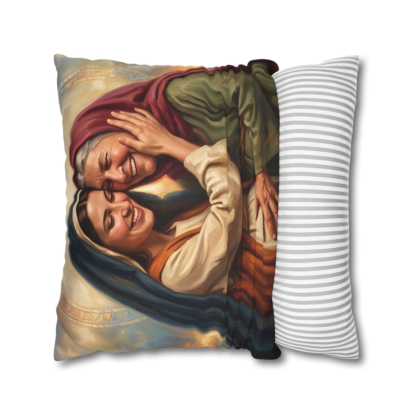 “Blessed Among Women - Mary and Elizabeth Embrace” - Pillowcase
