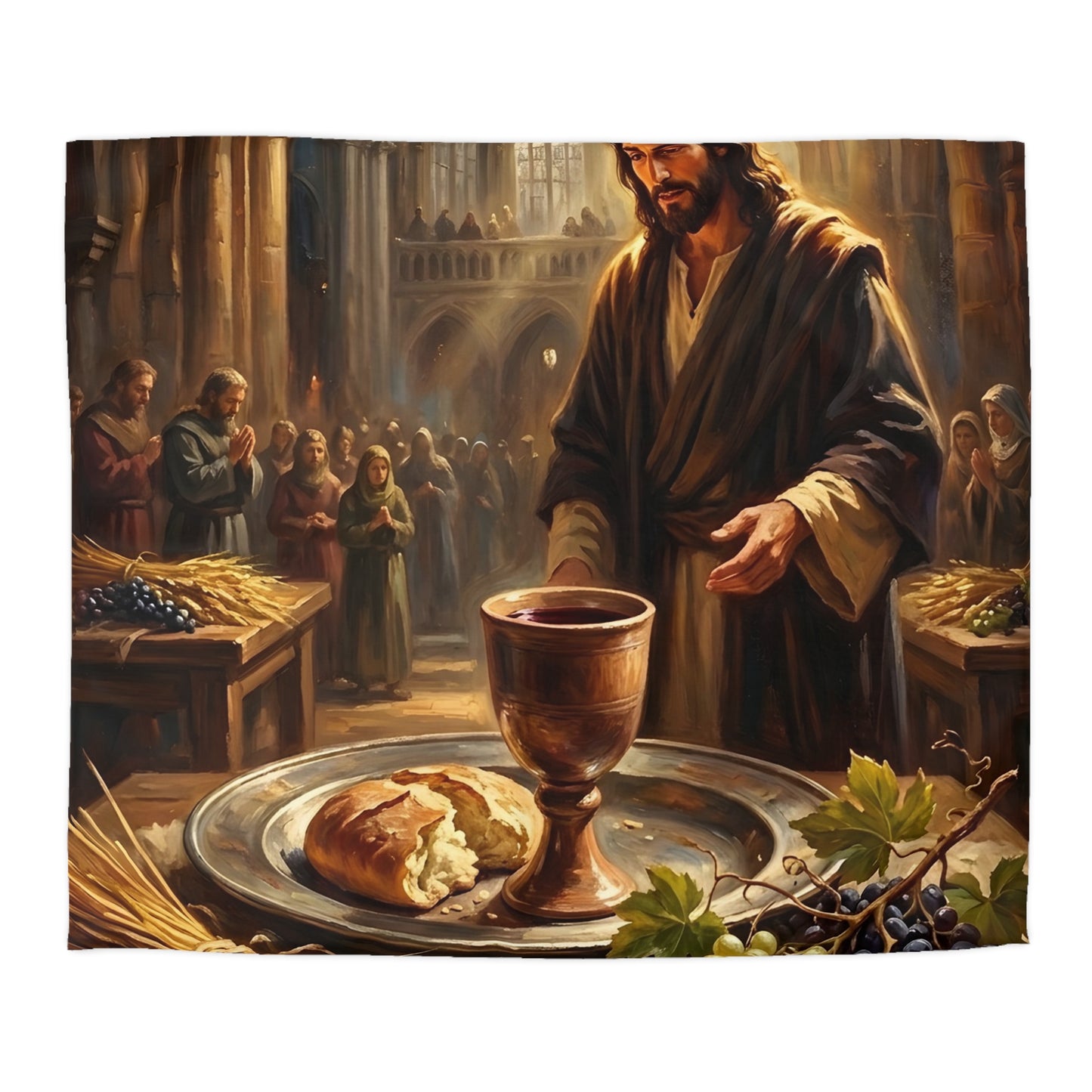 “The Harvest of Faith - Communion Still Life” - Duvet Cover